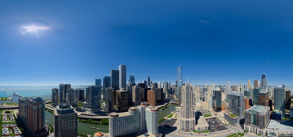 Skylines in the city Chicago Cook County Illinois USA Canvas Art - Panoramic Images (36 x 12)
