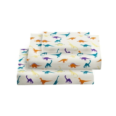 Skylinewears Bed Sheet Set 4 PC Printed Brushed Microfiber Elegant Bedding Set Dinosaurs Twin