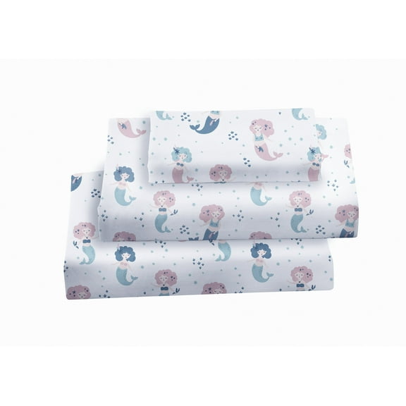 Skylinewears Bed Sheet Set 4 PC Printed Brushed Microfiber Elegant Bedding Set Mermaids Full