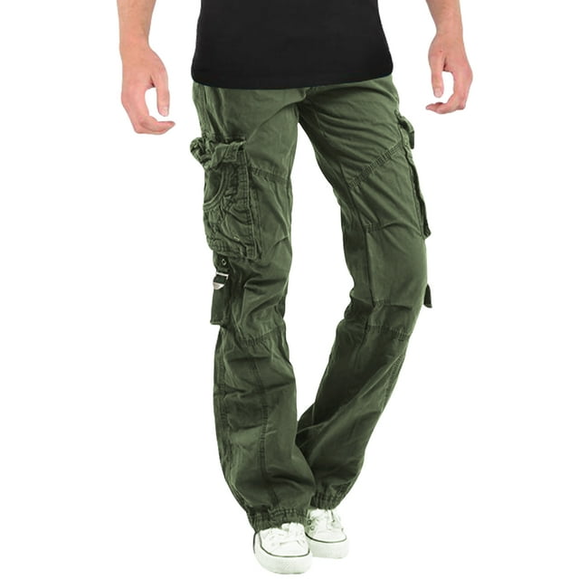 Skylinewears Men Cargo Pants 100% Cotton Camping Hiking Army Combat ...