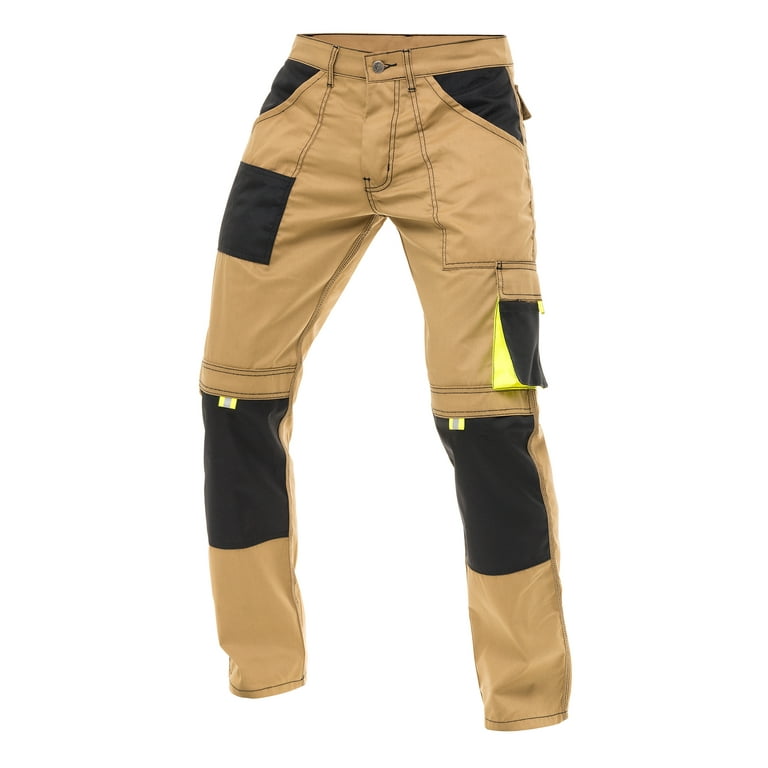 Skylinewears Men Construction Pants Utility Work Trousers with Built in Tool Belt Cordura Reinforced Knee Pad PocketsKhaki W40 l30 Men s Size