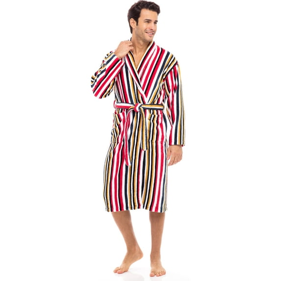 Skylinewears Men Terry Cloth Bathrobe Super Absorbent Hotel Spa Robe Red S
