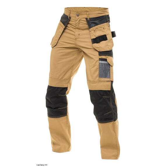 Skylinewears Men Utility Work Pants Cordura Safety Trouser Cargo Knee Reinforced Heavy Duty Pants Khaki W32-L34
