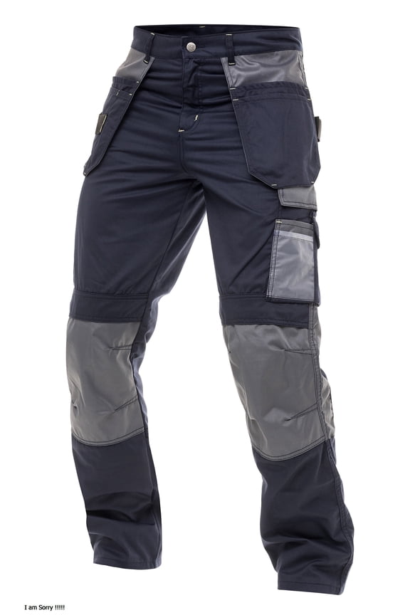 Men Utility Work Pants Cordura Safety Trouser Cargo Knee Reinforced Heavy Duty Pants Navy W36-L32