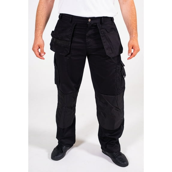 Skylinewears Men cargo pants Workwear Trousers Utility Work Pants with Cordura Knee Reinforcement Black W40-L30