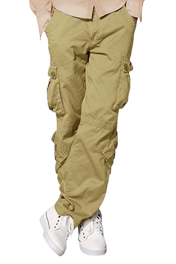 Men’s Cargo Pants with Multi Pockets Outdoor Hiking Trousers Cotton Work Pants