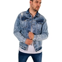 Skylinewears Men’s Denim Trucker Jacket Casual Cowboy Blue Jean Denim Biker Jacket