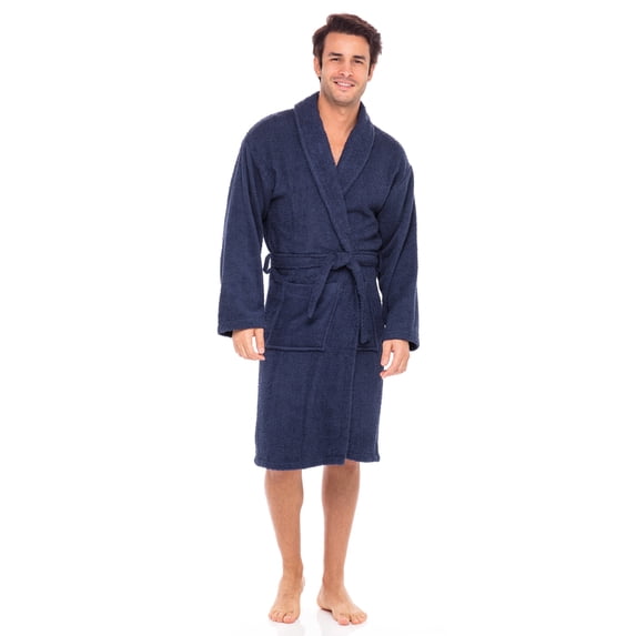 Skylinewears Men’s Luxury Robe 100% Cotton Terry Robe Shawl Collar Kimono Bathrobe Spa Robe Lightweight Soft Sleepwear Shower Robe Gowns for Men
