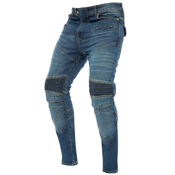 Skylinewears Men's Protective Lined Motorcycle Jeans - Stylish Denim Biker Pants K-05 Blue
