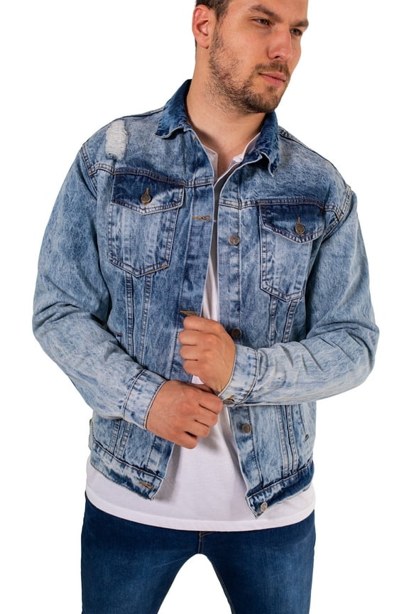 Men's Stylish Blue Denim Trucker Jacket Casual Biker Jacket for Everyday Wear Size S