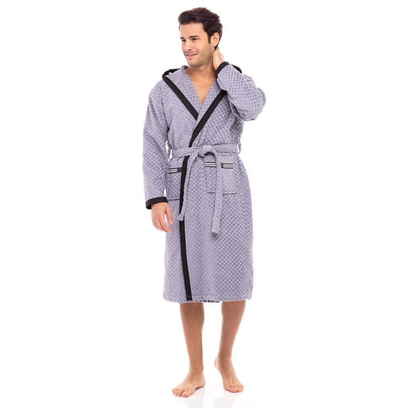 Skylinewears Men’s Terry Cotton Hooded Robe Spa Waffle Weave Bathrobe for Terry Cloth Robes Knee Length Spa Luxury Hotel Bathrobes for Men