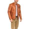 thumbnail image 1 of Skylinewears Mens Biker Leather Jacket 100% Genuine Sheepskin Jackt on Sale Camel Size L, 1 of 6