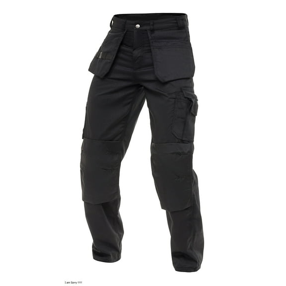 Skylinewears Mens Cordura Pants Carpenter Construction Utility Tool Pockets Heavy Duty Knee Reinforced Work Wear Safety Trousers B3 Black W34-L32
