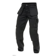 Skylinewears Mens Cordura Pants Carpenter Construction Utility Tool Pockets Heavy Duty Knee Reinforced Work Wear Safety Trousers B3 Black W36-L34