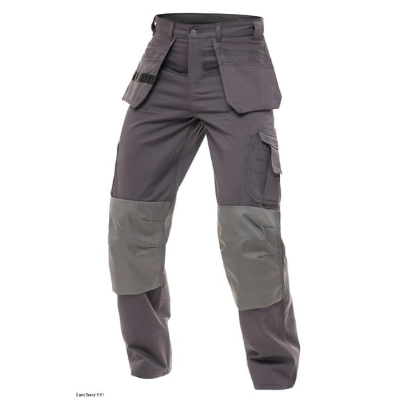 Skylinewears Mens Cordura Pants Carpenter Construction Utility Tool Pockets Heavy Duty Knee Reinforced Work Wear Safety Trousers B3 Gray W34-L34