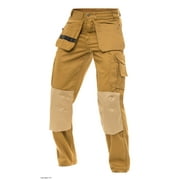 Skylinewears Mens Cordura Pants Carpenter Construction Utility Tool Pockets Heavy Duty Knee Reinforced Work Wear Safety Trousers B3 Khaki W30-L34