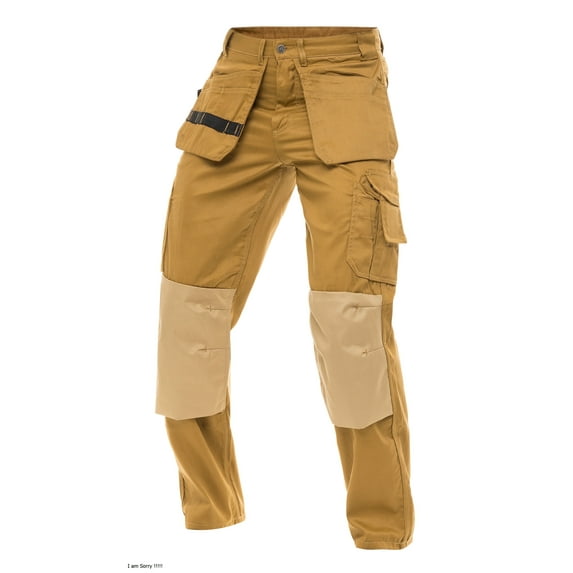 Skylinewears Mens Cordura Pants Carpenter Construction Utility Tool Pockets Heavy Duty Knee Reinforced Work Wear Safety Trousers B3 Khaki W32-L32