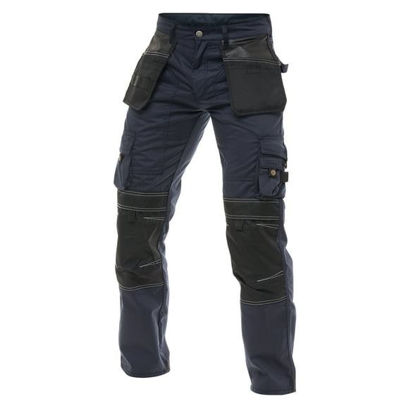 Skylinewears Mens Cordura Utility Tool Pockets Pants Carpenter Heavy Duty Knee Reinforced Safety Work Wear Trousers B1 Navy W32-L32