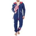 thumbnail image 1 of Skylinewears Mens Hooded One Piece Pajamas Adult Non Footed Printed Jumpsuit Sleepwear, 1 of 3