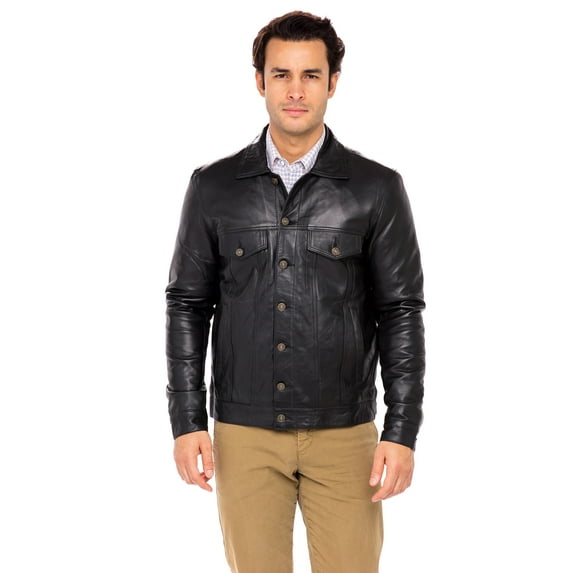 Skylinewears Mens Motorbike Leather Jacket 100% Genuine Cowhide on Sale Black Size Small