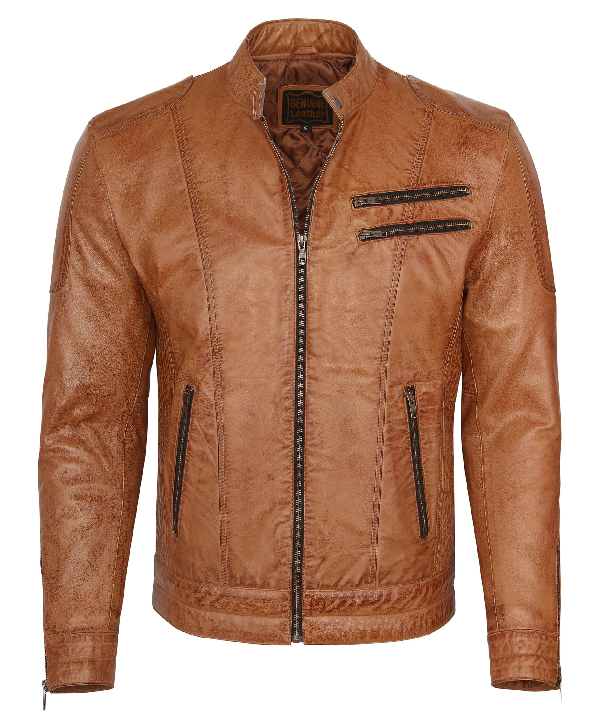 Skylinewears Mens Motorbike Leather Jacket 100% Genuine Lambskin ...