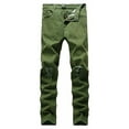 thumbnail image 1 of Skylinewears Mens Ripped Jeans Biker Leg Fashion Skinny Fit Stretch Slim Destroyed Denim Jeans, 1 of 2