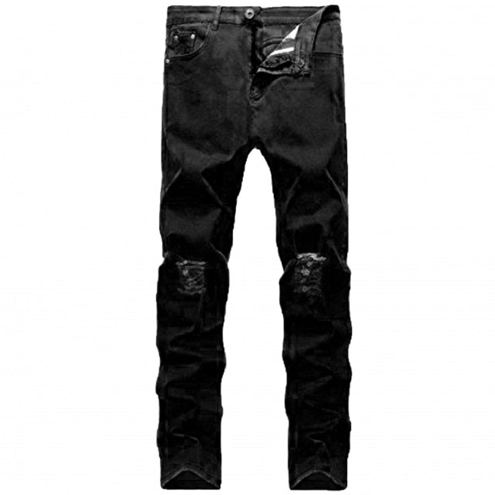 Men's Casual Biker Multi Pockets Cargo Jeans Distressed