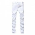 thumbnail image 1 of Skylinewears Mens Ripped Jeans Biker Leg Fashion Skinny Fit Stretch Slim Destroyed Denim Jeans, 1 of 2