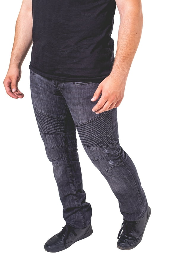 Mens Ripped Jeans Skinny Destroyed Biker Slim Fit Straight Fashion Stretch Biker Zipper Jeans