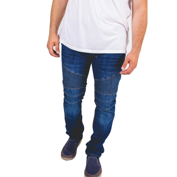 Skylinewears Mens Ripped Jeans Skinny Destroyed Biker Slim Fit Straight Fashion Stretch Biker Zipper Jeans