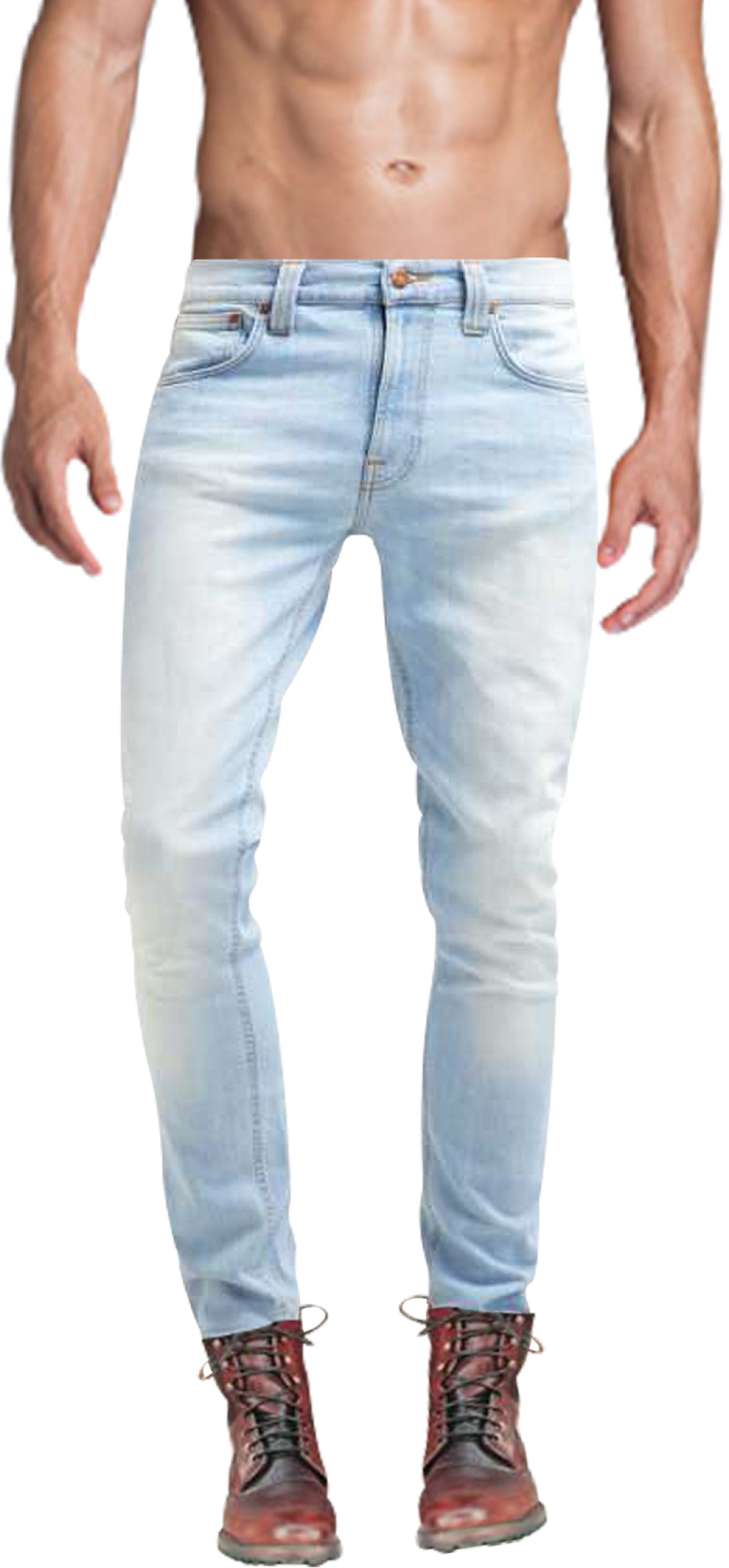 Men's Slim Fit Stretch Patchwork Jeans - Straight Leg, Biker Style, Cotton/Spandex Blend, Casual Denim Pants