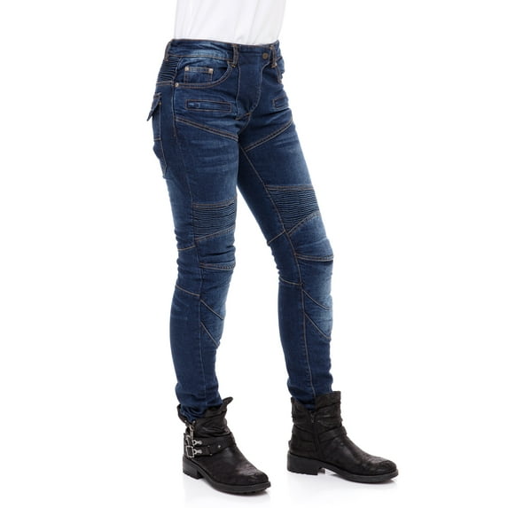 Skylinewears Women’s Denim Motorcycle Motorbike Jeans with Protective Lined and Pads Blue W28-L29