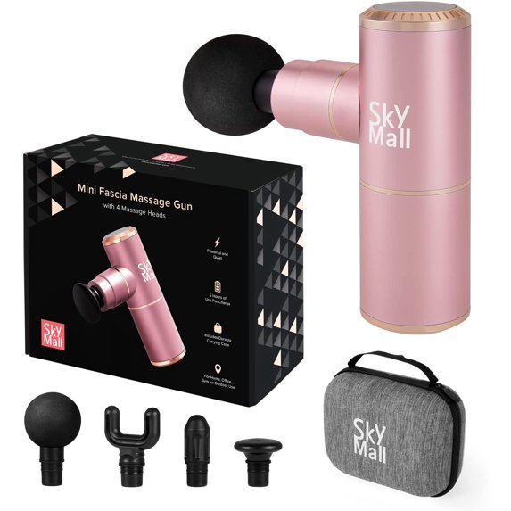 Skymall Mini Muscle Massage Gun, Metallic Pink, Pocket-Sized Deep Tissue Massager Gun