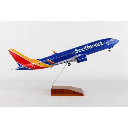 SKYMARKS SOUTHWEST 737-MAX8 1/100 W/WOOD STAND & GEAR