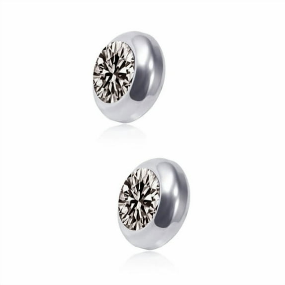 Skymirror 1 Pair Ear Studs Non-Piercing Magnetic Stainless Steel Round Colored Rhinestone Embedded Men Women Earrings Fashion Jewelry