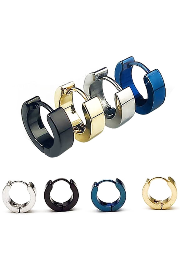 1 Pair Fashion Cool Men's Stainless Steel Huggie Hoop Earrings Casual Jewelry