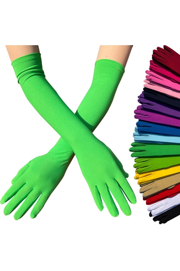 1 Pair Long Gloves Solid Color Super Soft High Elastic Friendly to Skin Fade-Resistant Decorative Milk Silk Women Dance Party Bar Cosplay Long Gloves Party Supplies