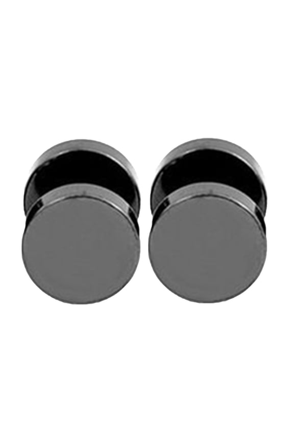 1 Pair Men Cool Punk Round Black Stainless Steel Ear Stud Piercing Earrings 3mm - 14mm