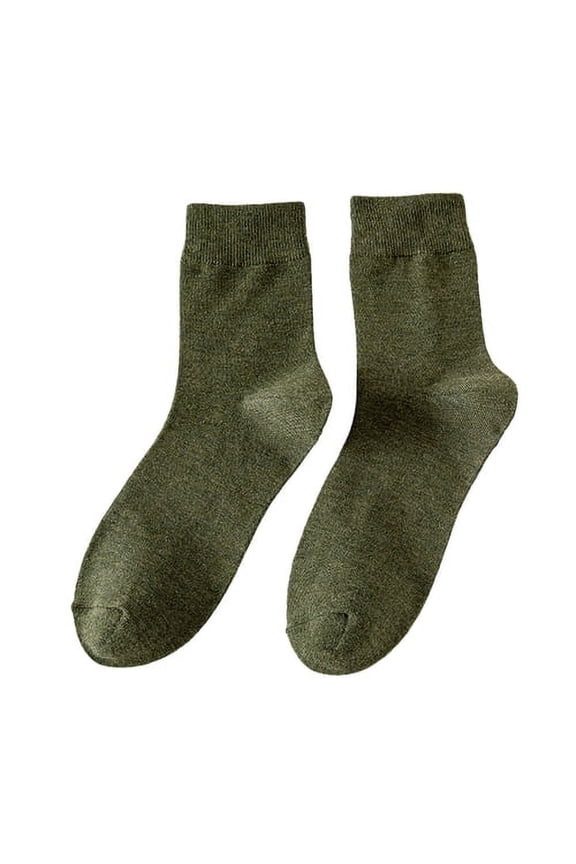 1 Pair Men Socks Mid-tube No Odor Solid Color High Elasticity Anti-slip Breathable Soft Warm Sweat-absorption Anti-shrink Sports Cotton Socks