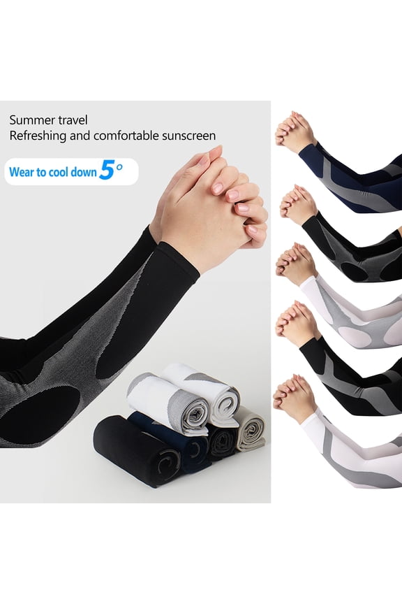 1 Pair Patchwork Color High Elasticity Thin Arm Sleeves Moisture Wicking Men Outdoor Sport Ice Silk Cycling Gloves Costume Accessories