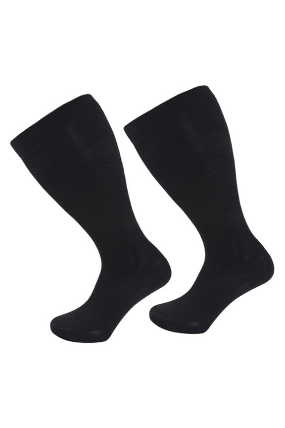 1 Pair Sport Sock Great Compression High Elasticity Plus Size Mid-tube Breathable Soft Anti-slip Solid Color Running Hiking Obesity Stockings