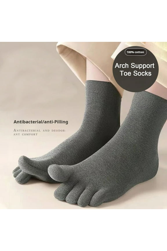 1 Pair Toe Socks Fall Winter Moisture-Wicking Breathable Arch Support Non-Slip Men Women Athletic Running Cotton Five Fingers Sock