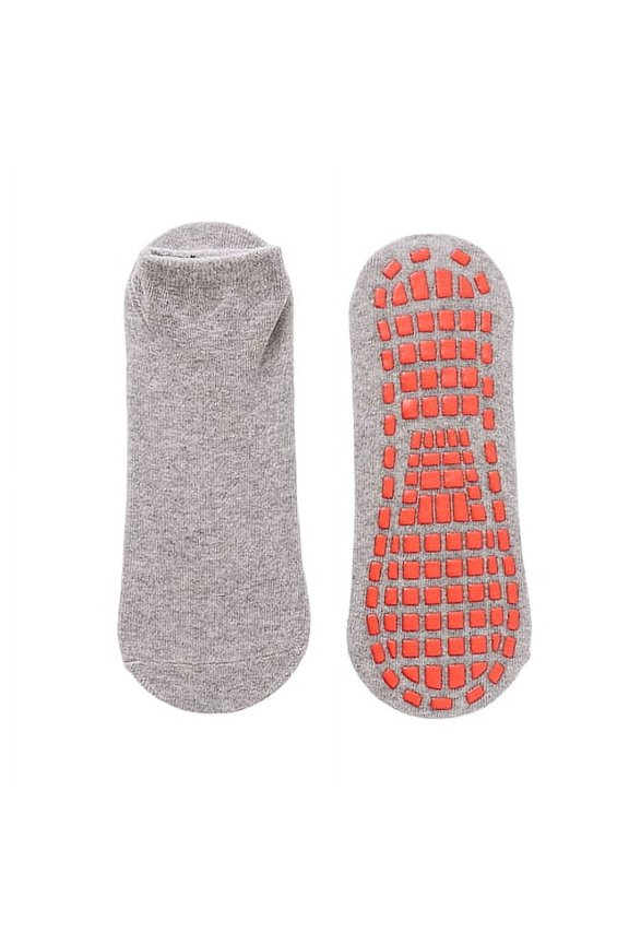 1 Pair Trampoline Socks Anti-skid Silicone Grip Bottom Great Friction Solid Color High Elasticity Sweat Absorption Adult Home Yoga Socks Floor Socks