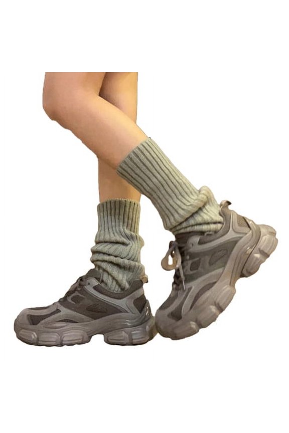 1 Pair Winter Calf Covers Knitted Anti-slip High Elasticity JK Lolita Style Solid Color Piled Socks Elastic Thickened Daily Wear Sports Outing Leg Warmers