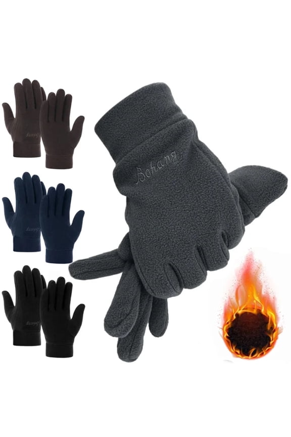 1 Pair Winter Polar Fleece Gloves Men Women Warm Outdoor Cycling Driving Gloves Windproof Non-Slip Soft Thickened Gloves