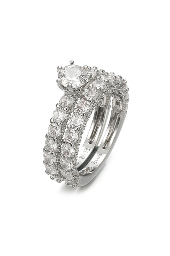 1 Pair Women Ring Full Rhinestone Inlaid Non-Fading Lightweight Symmetric Wedding Circlet for Birthday