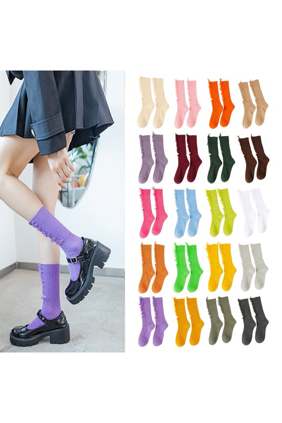 1 Pair Women Stockings Solid Color Breathable Cotton Sweat Absorption Protective Soft High Elasticity Ripped Long Holes Women Socks Fitness Socks