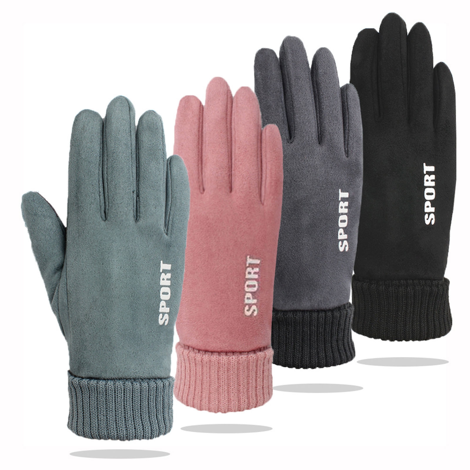 Skymirror 1 Pair Women Winter Gloves Particle Palm Fleece Touch Screen ...