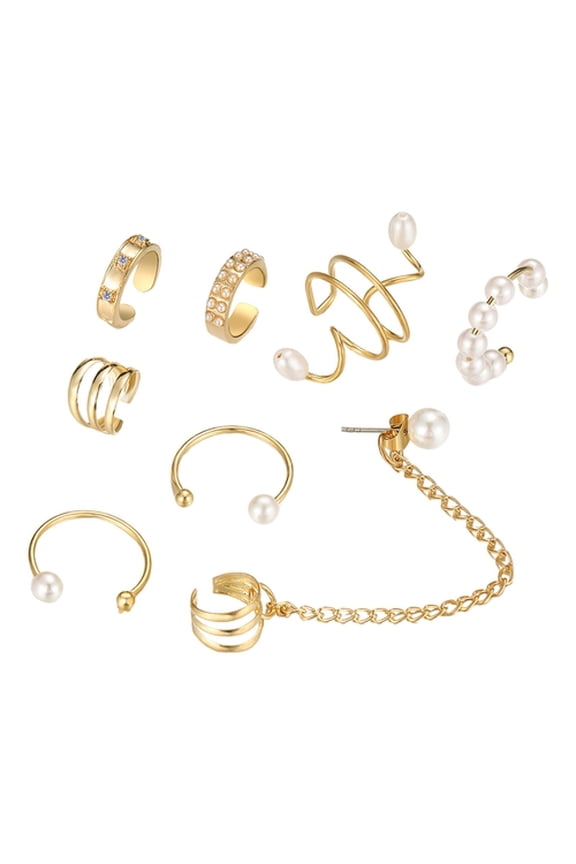 1 Set Ear Clips Faux Pearl Rhinestone Different Shape Non-piercing C-shaped Ear Decoration Jewelry Prom Party Earrings Commute Cartilage Earrings Ear Cuffs