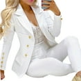 thumbnail image 1 of Skymirror 2 Pcs/Set Lady Business Suit Turn-down Collar Solid Color High Waist Single-breasted Ankle-banded Pants suit for Work, 1 of 8